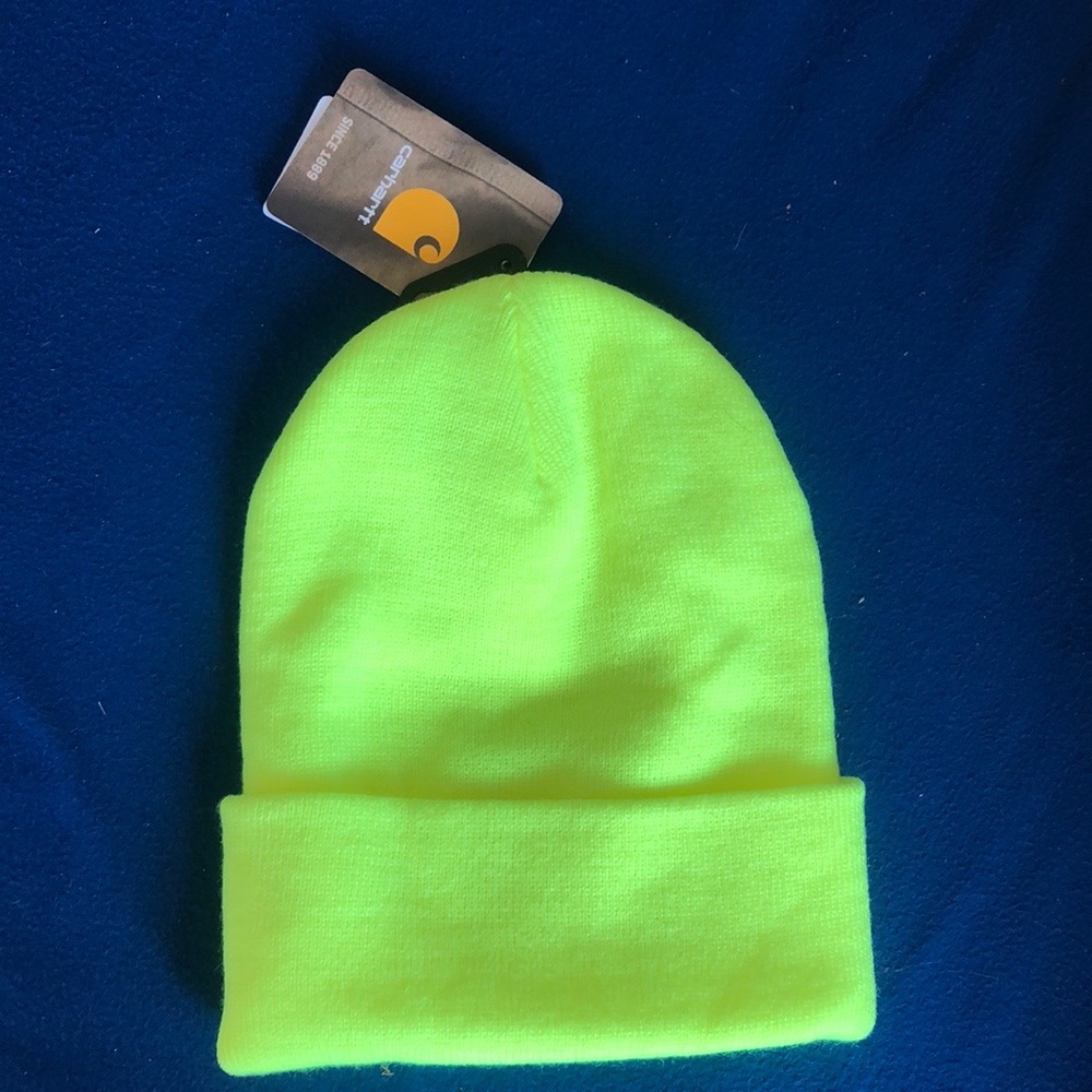- ⭐️CARHARTT neon green beanie cap *NEW* - Picture 3 of 6